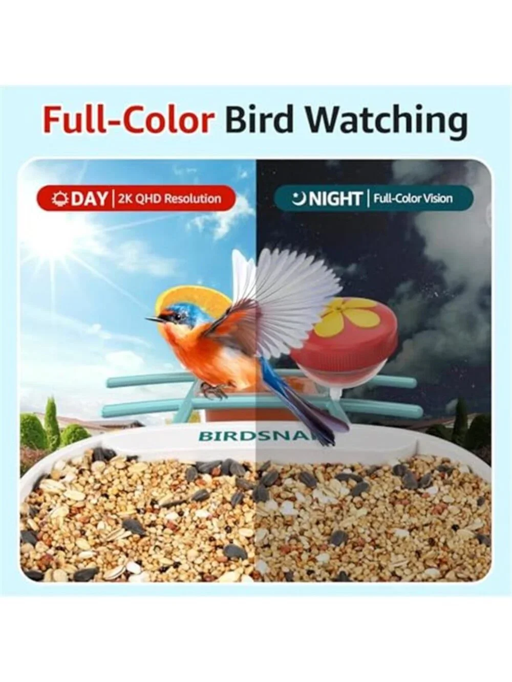 New TUC Bird Feeder with Camera 2K HD Live with 32GB Card Auto Detect &